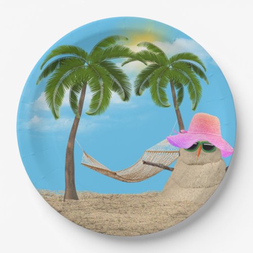 Tropical Sandman With Hammock  Paper Plate