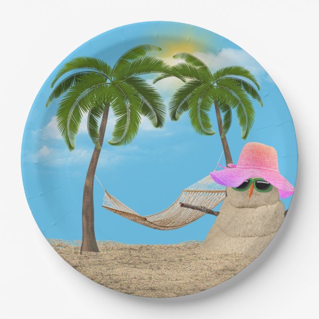 Tropical Sandman With Hammock  Paper Plate (Front)