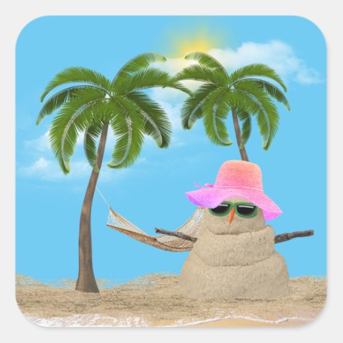 Tropical Sandman With Hammock  Square Sticker