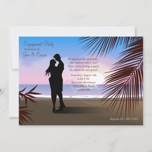 Tropical Sands Engagement Invitation/Announcement Invitation (Front)