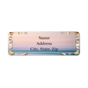 Tropical Sandy Beach And Seashells Address Label
