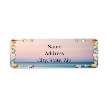 Tropical Sandy Beach And Seashells Address Label by atteestude at Zazzle