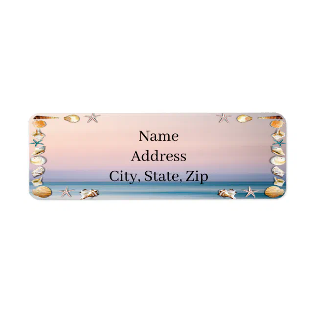 Tropical Sandy Beach And Seashells Address Label | Zazzle