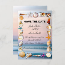 Tropical Sandy Beach And Seashells Save The Date