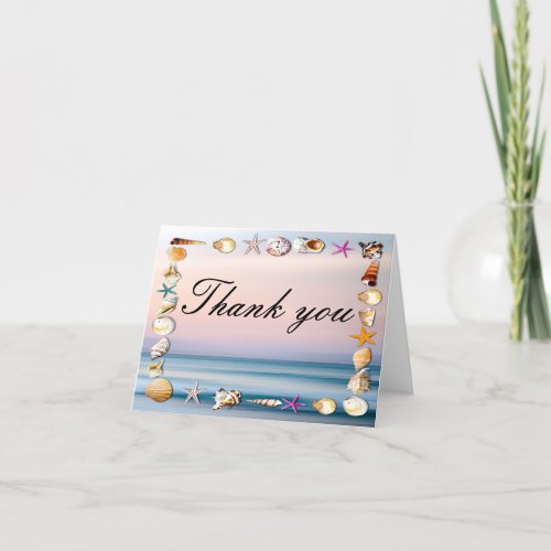 Tropical Sandy Beach And Seashells Thank You Card