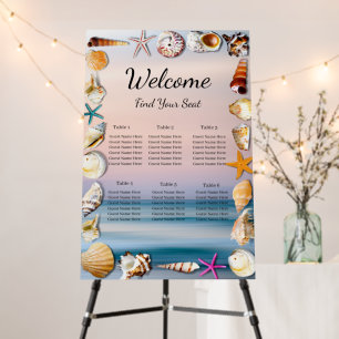 Tropical Sandy Beach And Seashells Wedding Seating Foam Board