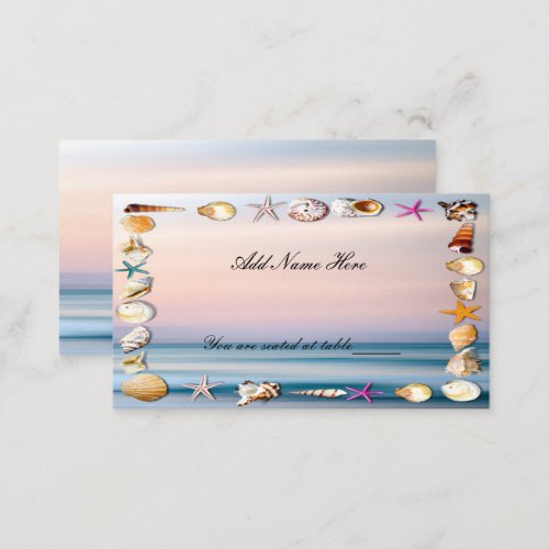 Tropical Sandy Beach And Seashells  Wedding Table  Place Card