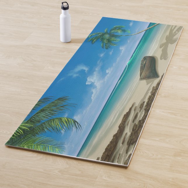 Tropical Sandy Beach Paradise Yoga Mat (In Situ)