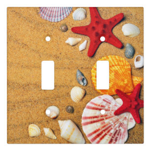 Tropical Sandy Beach Seashells Starfish Light Switch Cover