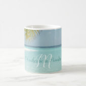 Tropical Sandy Beach Turquoise Typography Palm Coffee Mug (Center)
