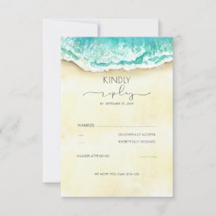 Tropical Sandy Beach Wedding RSVP Card