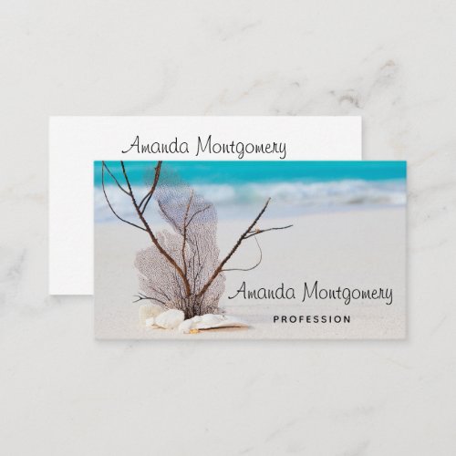 Tropical Sandy Beach with White Seashells Business Card