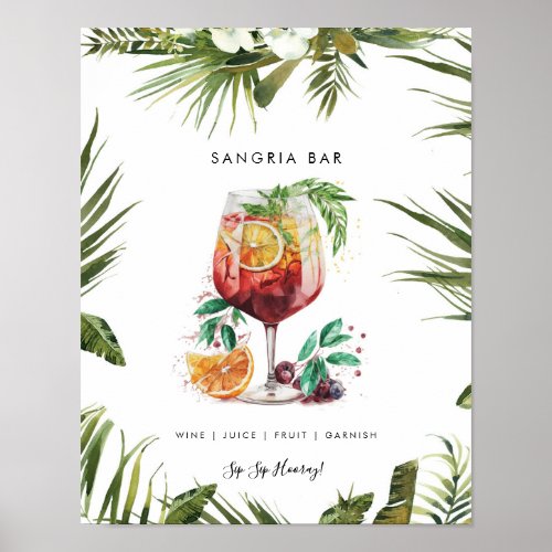 tropical sangria cocktail bar menu sign