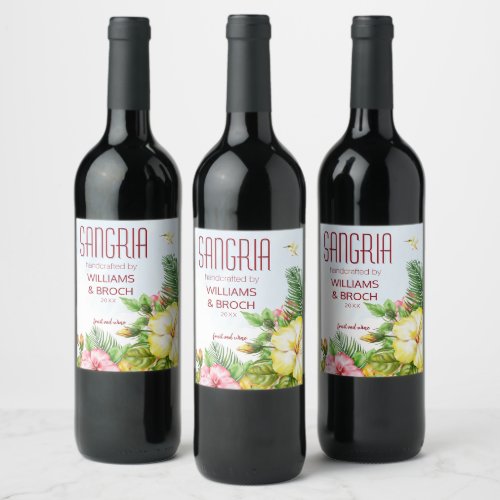 Tropical Sangria Wedding Wine Label