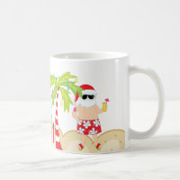 Tropical Santa Beach Christmas Mug
