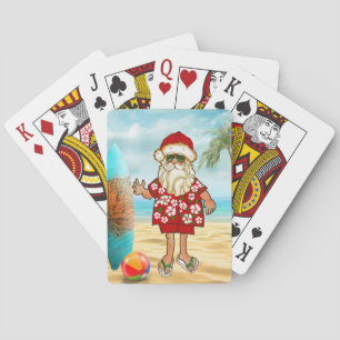 Tropical Santa Beach Playing Cards