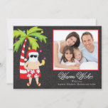 Tropical Santa Christmas Holiday Family Photo Card<br><div class="desc">Trendy & Popular Chalkboard tropical hawaiian santa warm wishes family photo christmas card featuring a cute lounging santa under a palm tree decorated with christmas lights and ornaments set on a stylish blackboard modern chalkboard background. Just personalize with your information and add a photo of your beautiful family and you...</div>