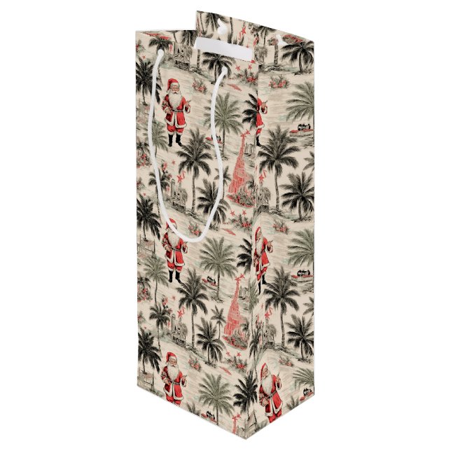 Tropical Santa Christmas Wine Gift Bag (Back Angled)