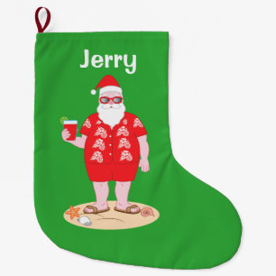 Tropical Santa Claus Large Christmas Stocking