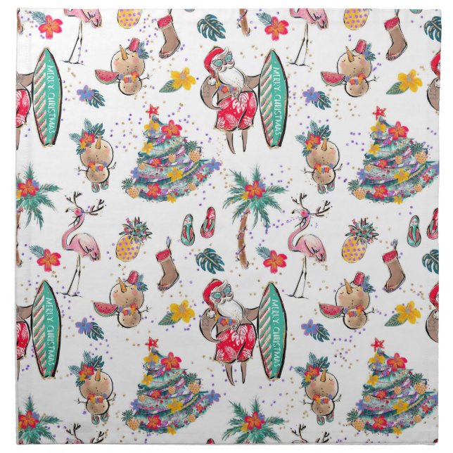 Tropical Santa  Cloth Napkin (Front)