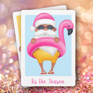 Tropical Santa Flamingo Christmas Non-Photo Holiday Card