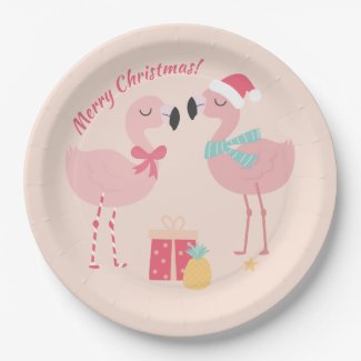 Tropical Santa Flamingo's - Christmas