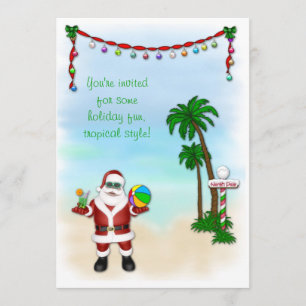 Tropical Santa Holiday Invitation
