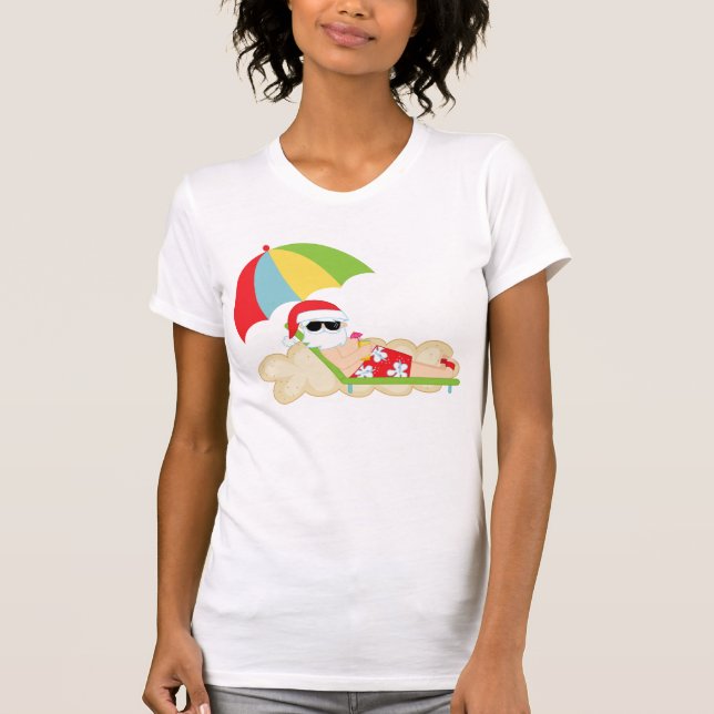 Tropical Santa on Beach T-Shirt (Front)