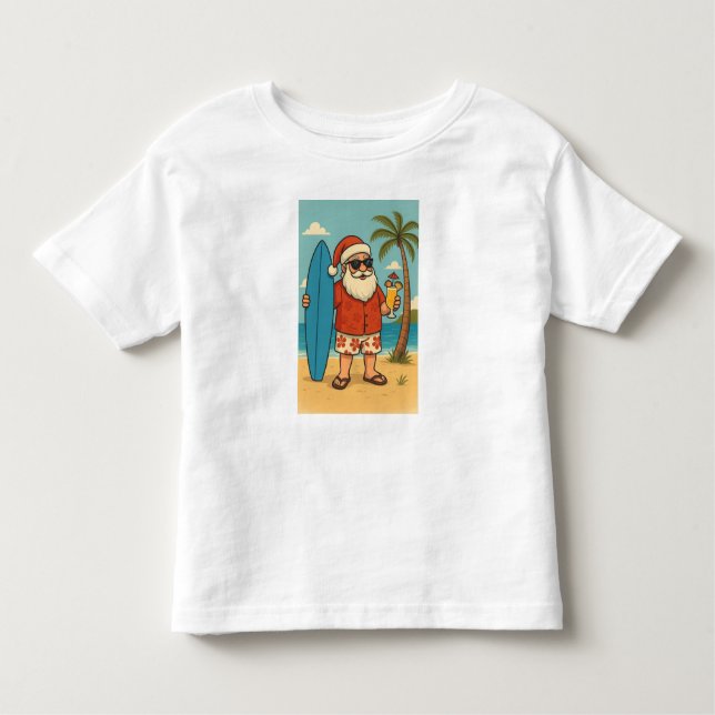 Tropical Santa Vibes T-Shirt | Cool Summer Christm (Front)