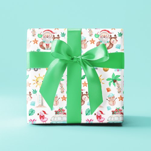 Tropical Santa Wrapping Paper Sheets