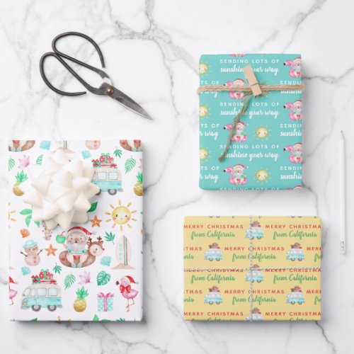 Tropical Santa Wrapping Paper Sheets