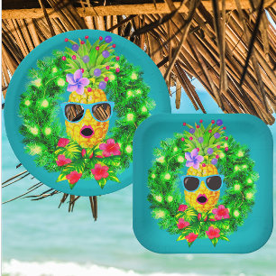 Tropical Sassy Singing Lady Pineapple Paper Plates