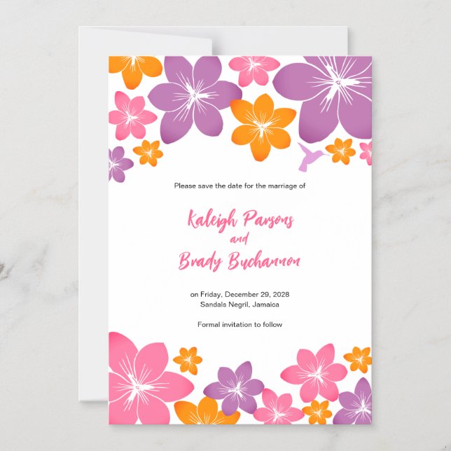 Tropical Save the Date Magnet (Front)