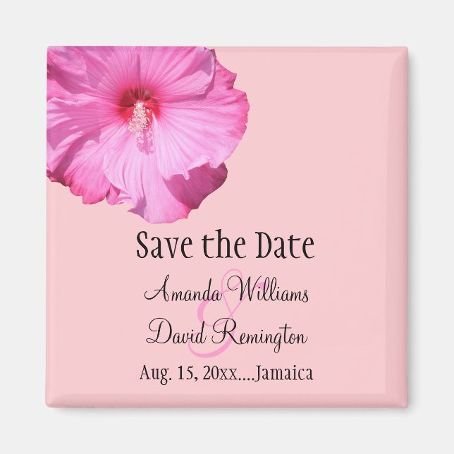 Tropical Save the Date (pink) Magnet (Front)