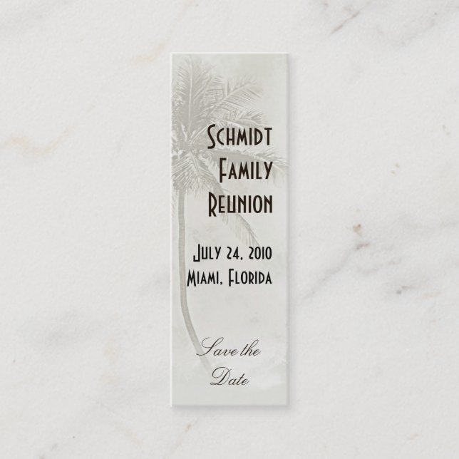 Tropical Save the Date (taupe) Mini Business Card (Front)