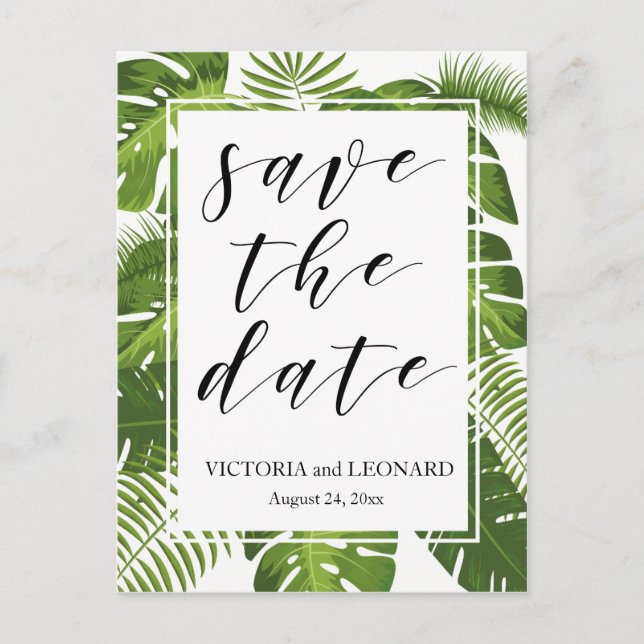 Tropical save the date | Wedding postcard (Front)