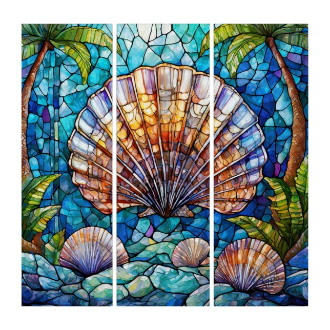 Tropical scallop Stained glass art (Front)