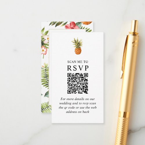 Tropical Scan Me Wedding RSVP QR Code Enclosure Card