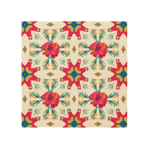 Tropical Scarlet Macaw Mandala Wood Wall Art