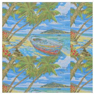 Tropical Scene cotton fabric 