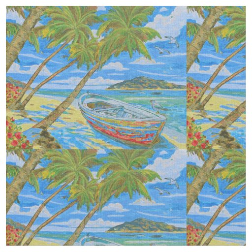 Tropical Scene cotton fabric 