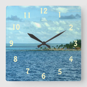 Tropical Scene Square Wall Clock