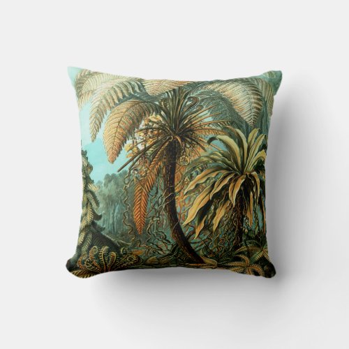 Tropical Scenery  with Palm Tree Throw Pillow