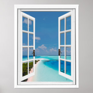 Tropical Sea and Blue sky Artificial Window View Poster