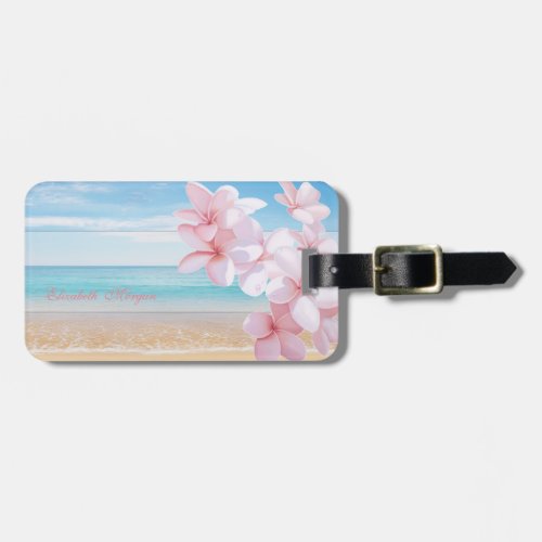 Tropical Sea Beach Hawaiian Flower Luggage Tag