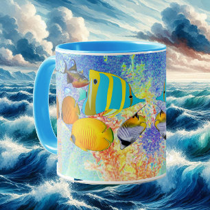 Tropical Sea Colorful Fish Coral Reef Blue Ocean Mug