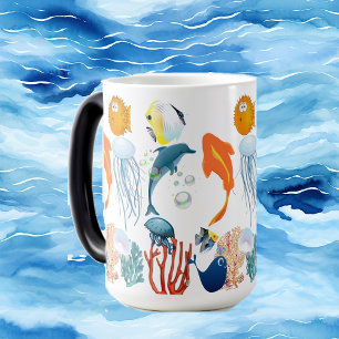 Tropical Sea Colorful Fish Marine Life Fun Kids  Color Morph Mug