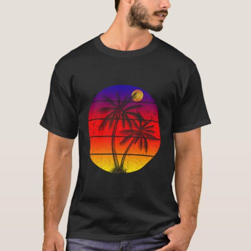 Tropical Sea Palm Tree Summer Vacations T_Shirt