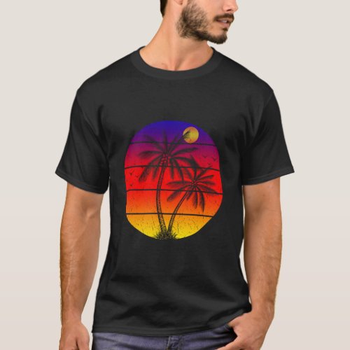 Tropical Sea Palm Tree Summer Vacations T_Shirt