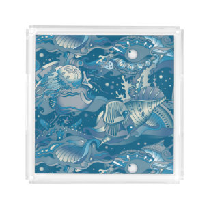 Tropical Sea Pattern Acrylic Tray